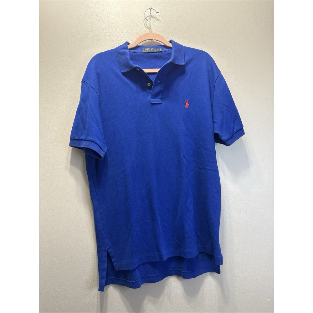Polo Ralph Lauren Mens Polo Shirt Size M Blue Short Sleeve 100% Cotton
